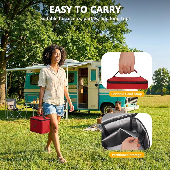 Lord Eagle 9-Speed Digital Hand Mixer Electric Handheld, 500W DC Motor | Kitchen Mixer for Cake Baking, Lightweight Egg Beaters with Stain-resistant & Waterproof Storage Bag & 6 Accessories, Red