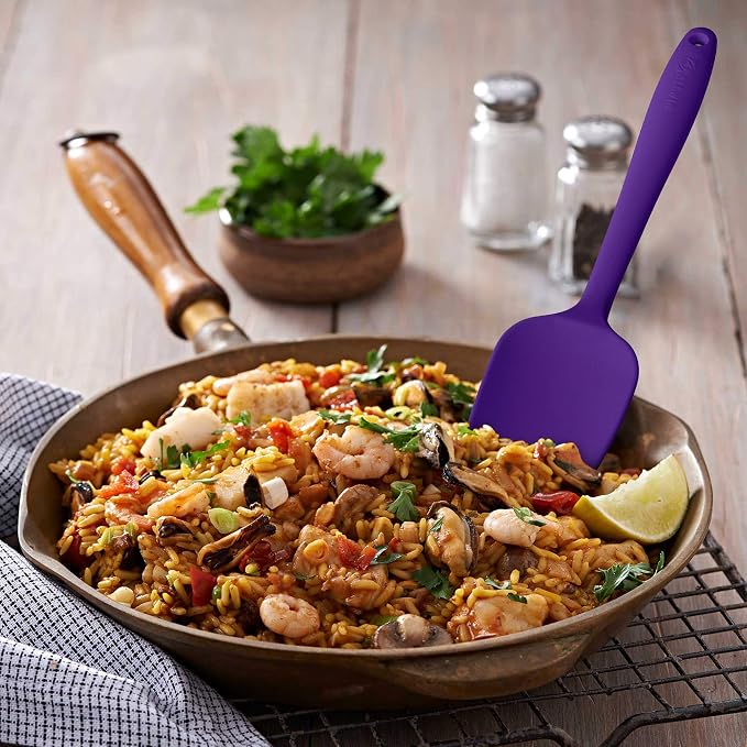 3-Piece Silicone Spatula Set, 600°F Heat Resistant, Purple | Stainless Steel Core, Silicone Rubber Spatulas for Nonstick Pans, Spatula, Spoonula and Mini Spatula for Cooking and Baking