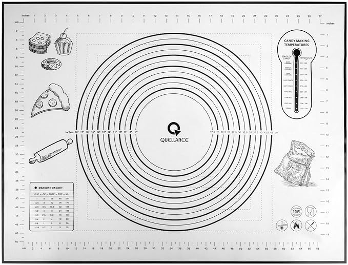 Silicone Pastry Mat - Non-Slip with Measurement Baking Mat for Fondant/Rolling Dough/Pie Crust/Pizza and Cookies - Oven Liner/Counter Mat/Kneading Mat,24" x 32", Black
