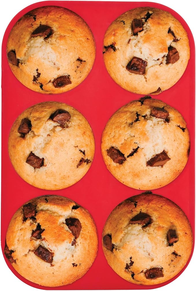Mrs. Anderson's Baking 6-Cup Muffin Top Pan, Non-Stick European-Grade Silicone