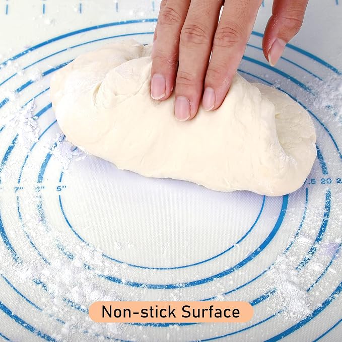 Silicone Baking Mat with Measurements, Pastry/Fondant/Dough Rolling Counter/Oven Liner Mat, 20''(W)28''(L) Blue