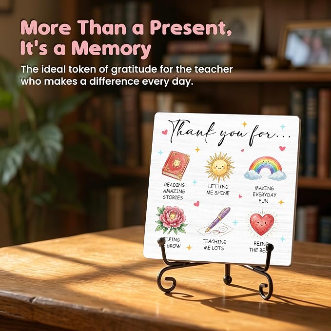 Teacher Appreciation Gifts for Women Men | 5" Wooden Plaque Sign for Mentor Teacher Gifts | Best Teachers Day Gift from Student Desk for Home Office Decor - A09