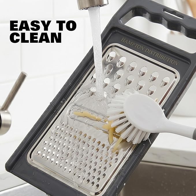 Cheese Grater with Handle, Stainless Steel, Cheese Shredder, Fruit and Vegetable Zester, Multifunction Kitchen Tool, Hampton Distribution