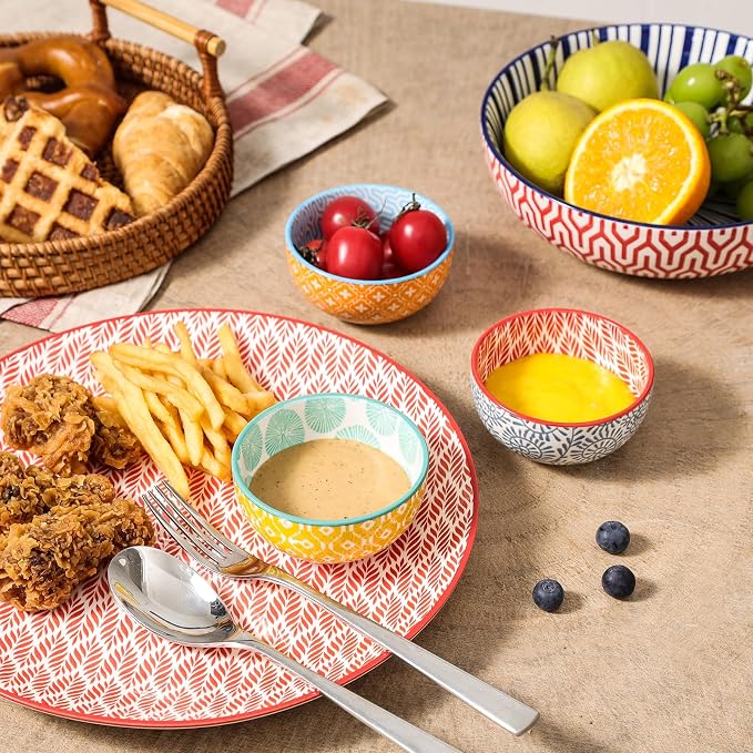 Selamica Ceramic 4 OZ Dipping Bowls Set of 6, Assorted Colors | 3.5 Inch Mini Bowl for Dipping, Side Dishes, Microwave Dishwasher Safe