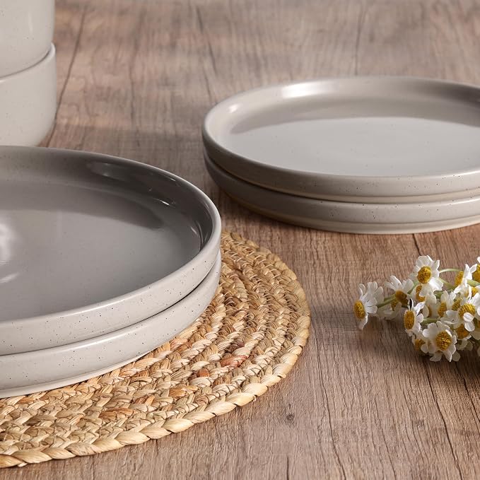 HaWare Dinnerware Sets, 24-Piece Plates and Bowls Set for 8, Cream Coffee