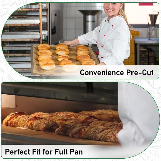 EcoDispose 1000 Pcs Precut Parchment Paper Baking Sheets, 16-3/8" x 24-3/8" | Unbleached, Non-Stick, Heavy Duty, Greaseproof, Full Pan liner for Baking, Grilling, Steaming