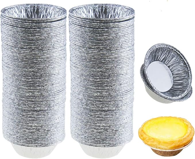 200 Pieces 2.6 Inch Disposable Aluminum Mini Pie Pans | Round Tin Foil Pans for Baking Small Pies, Tarts, Cakes and Desserts, Ideal for Parties, Picnics and Food Events