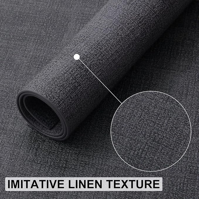Faux Leather Heat Resistant Placemats 4 Packs, Waterproof Wipeable Dining PU Place Mats for Indoor & Outdoor, Easy to Clean, Charcoal