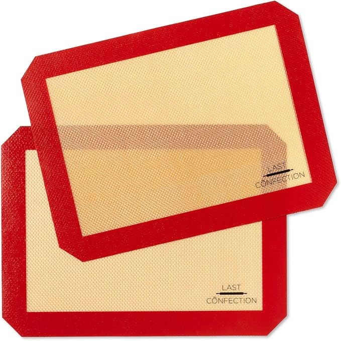 Silicone Baking Mat - Set of 2 Non-Stick Quarter Sheet (8-1/2" x 11-1/2") Professional Food Safe Tray Pan Liners