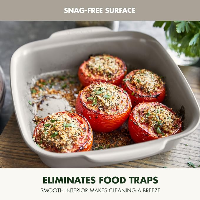 GreenPan Premiere Ovenware Healthy Ceramic Nonstick 8" Square Cake Baking Pan, PFAS-Free, Warp-Free Bakeware, Durable Quick Heating, Oven & Broiler Safe to 600F, Dishwasher Safe, Taupe