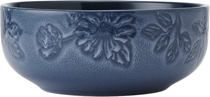 Paltzgraff Garden Elegance 12 Piece Floral Stoneware Dinnerware Plate Bowl Dish Set, Service for 4, Blue