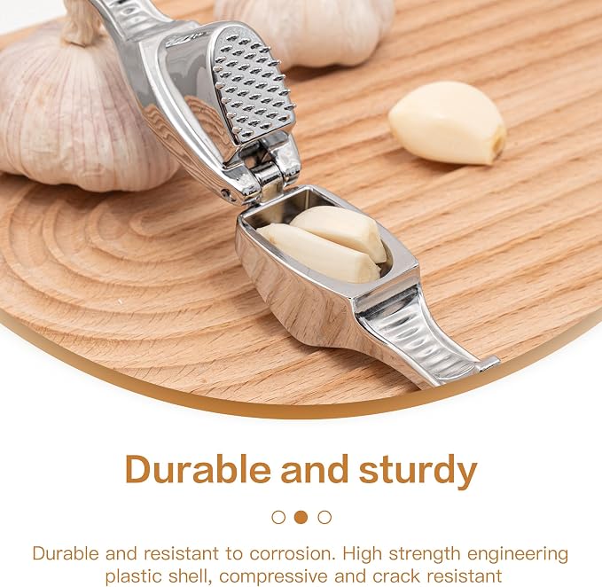 Kitchen Premium Garlic Press - Zinc Alloy | Crushes Garlic Cloves, Crushes Ginger Chunks, Crushes Nuts and Seeds, Comfortable to Use, Dishwasher Safe