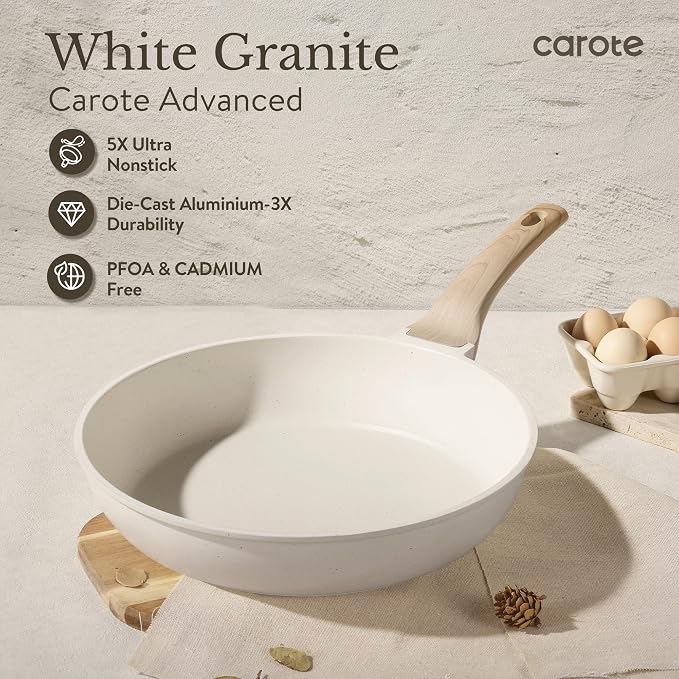 CAROTE 35pcs Pots and Pans Set, Nonstick Cookware Sets with Knife Block Set | Induction Cooking Set, Easy Clean, Fit All Stovetops, Ultra Durable, Even Heating, with Egg Pan & Kitchen Knives