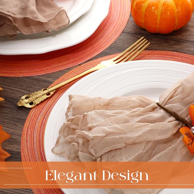 Geosar Disposable Paper Placemat Cotton Woven Look 13'',100 Pcs,Orange