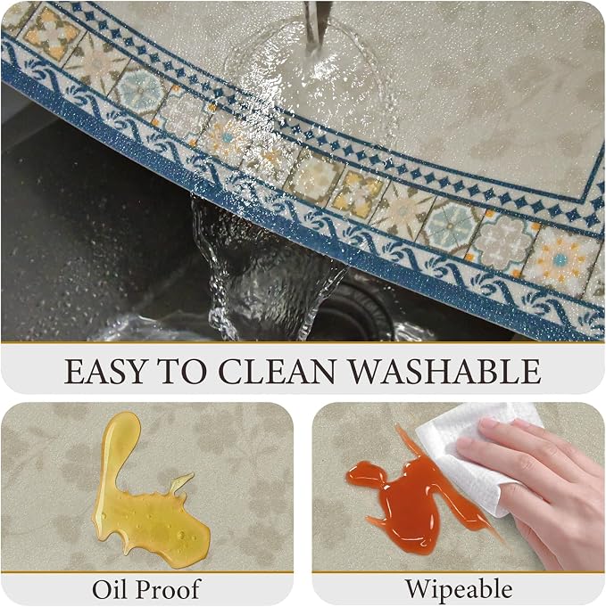 Vinyl Placemats Set of 8-12x17 Inch - Heat Resistant Washable Place Mats Waterproof Non-Slip Wipeable Table Mats for Dining Table Decor, Indoor/Outdoor Plastic Mat