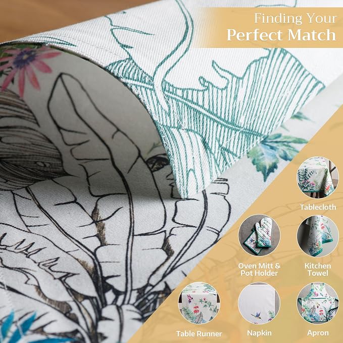 Maison d' Hermine Placemats Set of 4 Reusable 100% Cotton (13"x19") | Cloth Place Mats Washable Table Mats for Kitchen Dining Party Wedding Hotel Home Restaurant Spring Summer - Tropiques