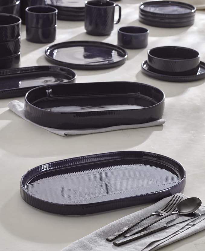 Lenox Modulus Black Satin 20-Piece Silverware Set for 4, Flatware | satin finish, dishwasher safe | includes knives, forks, and spoons | heavy duty, cutlery set for kitchen and dining, utensils