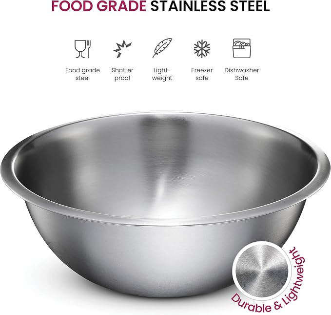 FineDine Stainless Steel Mixing Bowls Set, 6-Piece Metal Bowls | Stainless steel bowls, nesting design saves space, dishwasher safe, prep bowls, baking bowls, cooking bowls