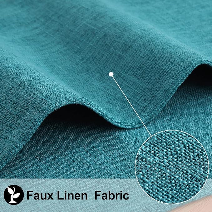 Faux Cotton Linen Placemats Set of 6, Cloth Washable Farmhouse Dining Table Mats for Indoors & Outdoors, Easy to Clean, Teal, 13 x 19 Inch