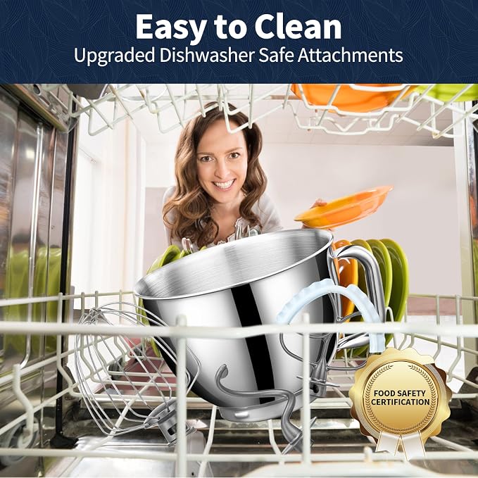 Stand Mixer, 6QT Mixers Kitchen Electric Stand Mixer, Dough Mixer Gray | 600W Tilt-Head Kitchen Mixer with Stainless Steel Bowl, Dishwasher-Safe Dough Hook, Flat Beater, Wire Whisk, Splash Guard