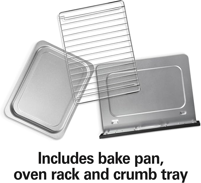 Hamilton Beach 2-in-1 Countertop Toaster Oven and Long Slot 2 Slice Toaster | Bake, Broil Toast | 2 Rack Positions | 60 Minute Timer | Automatic Shut Off | Shade Selector | Stainless Steel | 31156J
