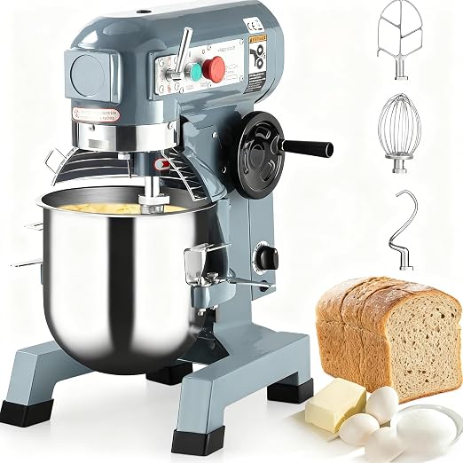 Commercial Food Mixer 30Qt, Heavy Duty Commercial Stand Mixer with 3 Speeds Adjustable, 1250W Electric Dough Mixer with Stainless Steel Bowl, Dough Mixer Timing Function for Bakeries Pizzerias