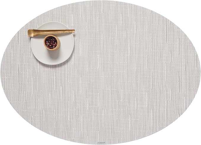 Chilewich Bamboo Placemats Set of 4, Woven Oval Placemats | Reusable, Stain-Resistant, Indoor/Outdoor Tabletop Protection, 19" x 14", Coconut