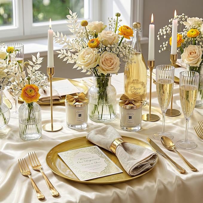 6PCS Gold Serving Platters - 10"x12" Gold Serving Trays - Heavy Duty Oval Plastic Platters for Parties/Birthday/Weddings/Catering/BBQ