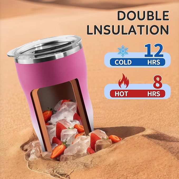 20 oz Insulated Tumbler, Straw and Flat Lids, White Red | 18/8 stainless steel, double-wall vacuum insulation, BPA-free materials, reusable straw, for everyday hot and cold drinks.