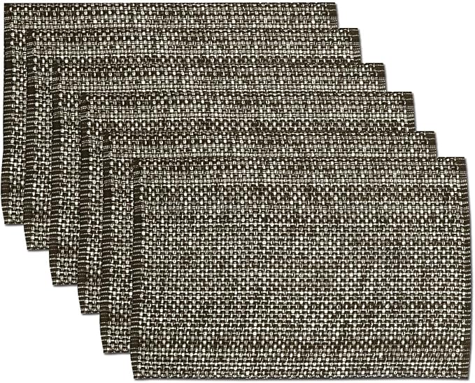Sweet Home Collection 100% Cotton Placemats for Dining Room Rectangle Two Tone Woven Fabric 13" x 19" Soft Durable Table Mat Set, Set of 4, Chocolate