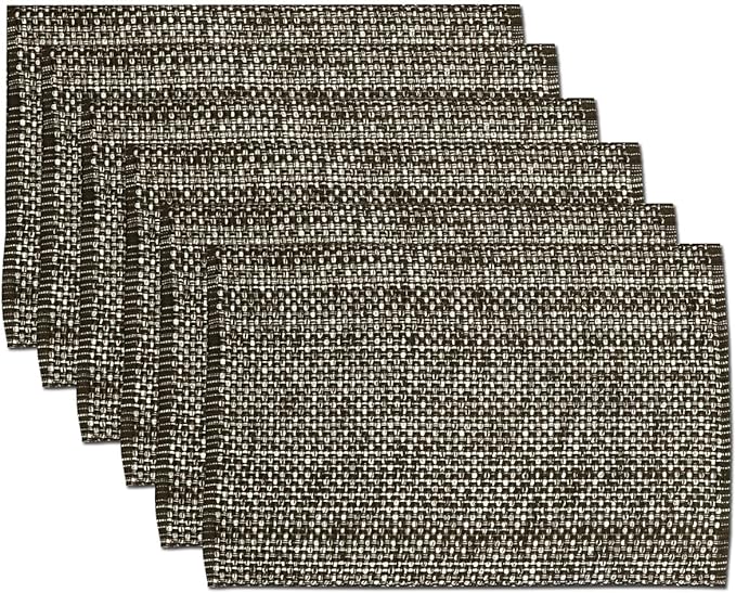 Sweet Home Collection 100% Cotton Placemats for Dining Room Rectangle Two Tone Woven Fabric 13" x 19" Soft Durable Table Mat Set, Set of 6, Chocolate
