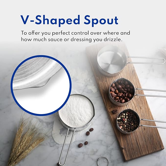 New Star Foodservice 42917 Stainless Steel Measuring Cups and Spoons Set, 8-Piece Metal Measuring Set for Baking, Cooking, Dry and Liquid Ingredients, Restaurant Grade, Silver