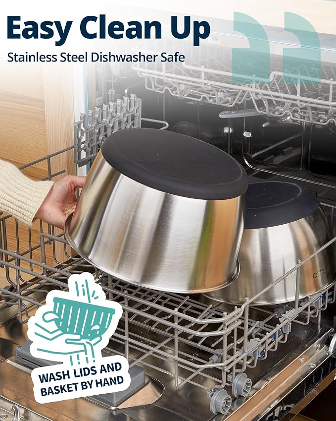 Stainless Steel Salad Spinner, 6.34Qt Large Lettuce Dryer, BPA-Free Vegetable & Fruit Washer with Drain, Easy Clean, Non-Slip Base, Transparent Lid