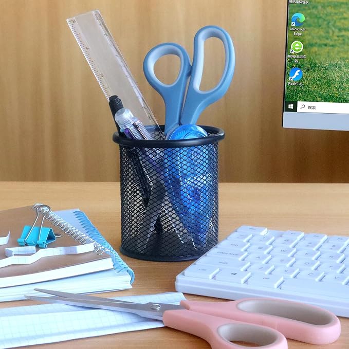 LONGKEY 8.5" Pastel Scissors 3-Pack, Ultra Sharp Stainless Steel | All Purpose Scissors for Office Home School, Soft Comfort-Grip Right/Left Hand