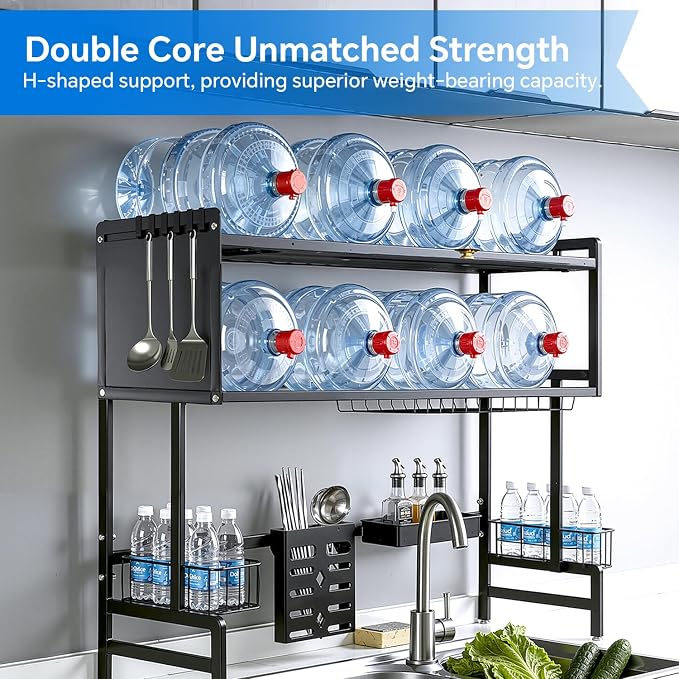 Over the Sink Dish Drying Rack 3 Tier with Cover – Rust Resistant Over Sink Dish Rack, Space Saving Tall Drying Rack for Kitchen, Dish Rack Over Sink Holds Dishes Glasses Bowls & Cutlery