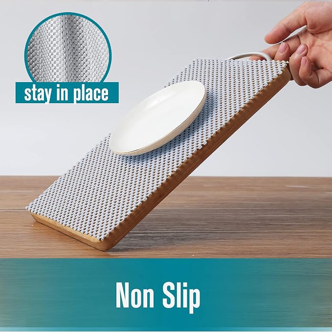 Shelf and Drawer Liner for Kitchen Cabinets Non-Adhesive, Non Slip Durable Strong Clean Long Size 12 Inches X 20 Feet, Shelves, Cabinets, Storage, Kitchen and Desks, Silver Gray