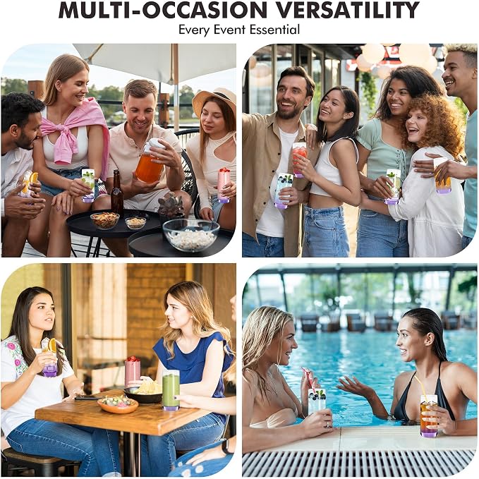 Purple Highball Glasses Set of 6, Drinking Glass for Mixed Drink | 13oz ,Cups for Cocktail, Beer, Mojito, Water and Juice,Thick Tall Glassware for Kitchen, Restaurant, Home Bar and Parties