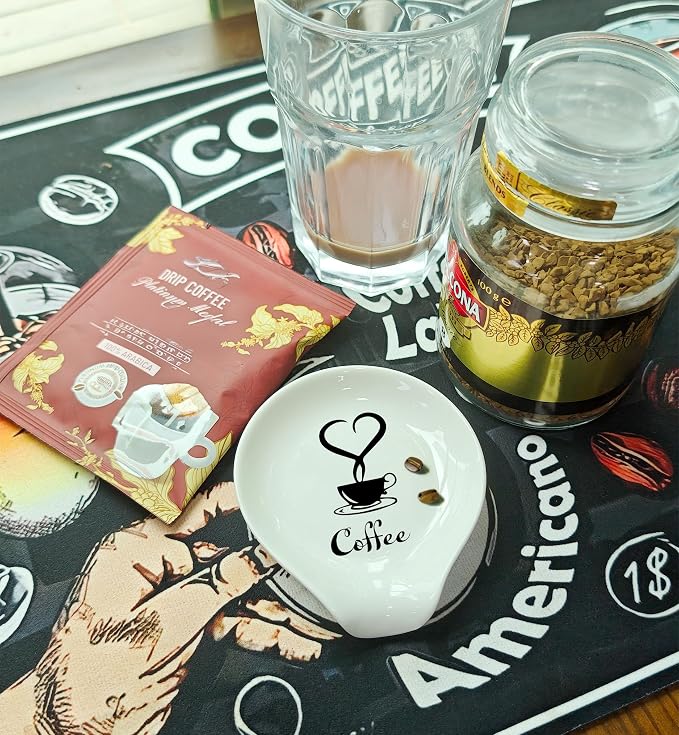 Coffee Spoon Rest, Coffee Bar Accessories & Spoon Holder,Funny Ceramic Spoon Holder for Coffee Lovers Gifts for Friend Wife Husband Sister (White-6)