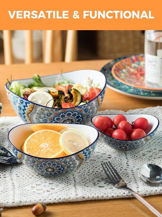 YHOSSEUN 3 Tier Serving Bowls, Serving Dishes for Entertaining Porcelain | Serving Trays and Platters Tiered Bowl Set with Collapsible Thicker Sturdier Metal Rack, Framhouse Kitchen Decor