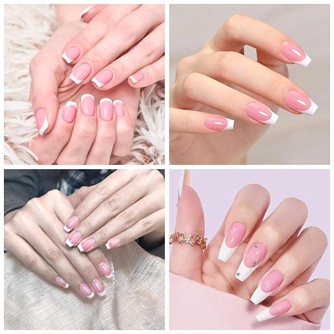 60 Pcs White French Tip Press on Nails, Acrylic Medium Fake Nails | Square, Press On Toe Nails for Women’s Manicure
