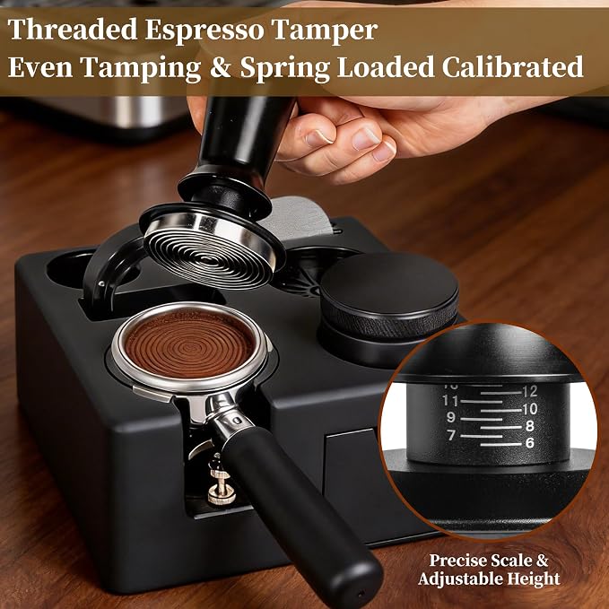 9 PCS 51mm Espresso Accessories Kit with Tamper Station | Coffee Tamper Set with WDT Tool, Distributor, Puck Screen, Dosing Funnel, Espresso Tool Kit for 51mm Portafilter