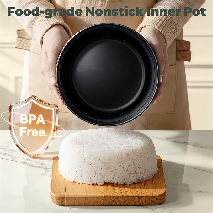 CHACEEF Rice Cooker 2 Cups Uncooked, 1.2L Portable Rice Cooker Small, Green | Smart Control, Non-Stick Pot, 24H Timer & Keep Warm, Multifunction for Soup, Oatmeal & Grain, Ideal for Dorm, Office & Travel