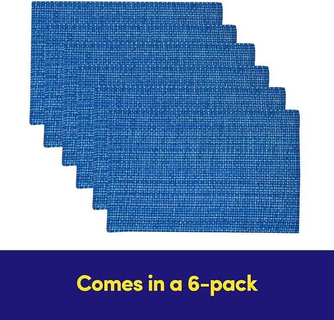 Sweet Home Collection 100% Cotton Placemats for Dining Room Rectangle Two Tone Woven Fabric 13" x 19" Soft Durable Table Mat Set, Set of 4, Dark Blue