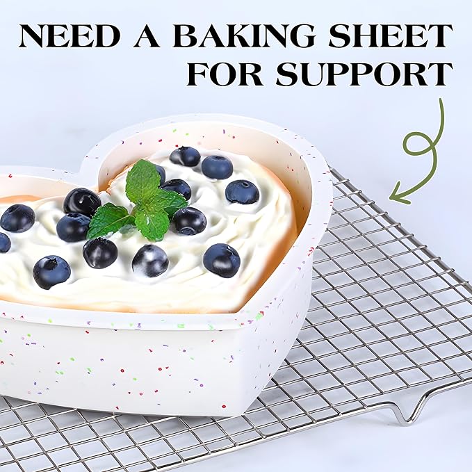 4 Inch Mini Heart Shaped Cake Pans, Cream, Set of 2 | Nonstick, Easy to Clean, BPA-free, Heat Resistant up to 446℉, Oven Safe, Dishwasher safe, for Baking