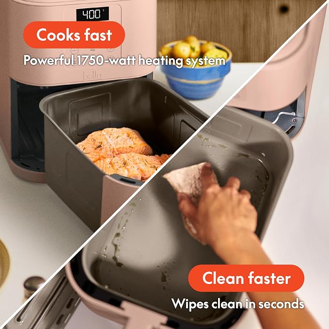 bella Fits-Anywhere™ 6qt Slim Air Fryer with Non-Toxic Coating, Blossom