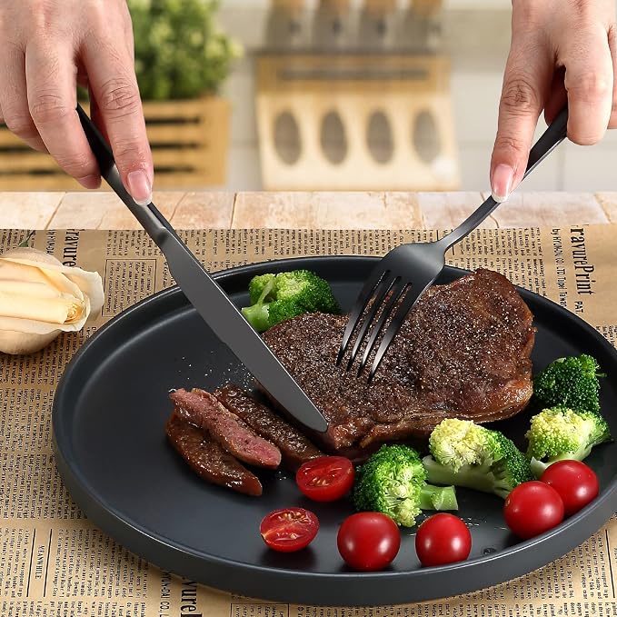 Matte Black Silverware Set for 4, Flatware Cutlery Set 20 Piece | Premium Stainless Steel Tableware Set, Include Knife Fork and Spoon, Mirror Polished, Ready for Any Dinner or Weddings