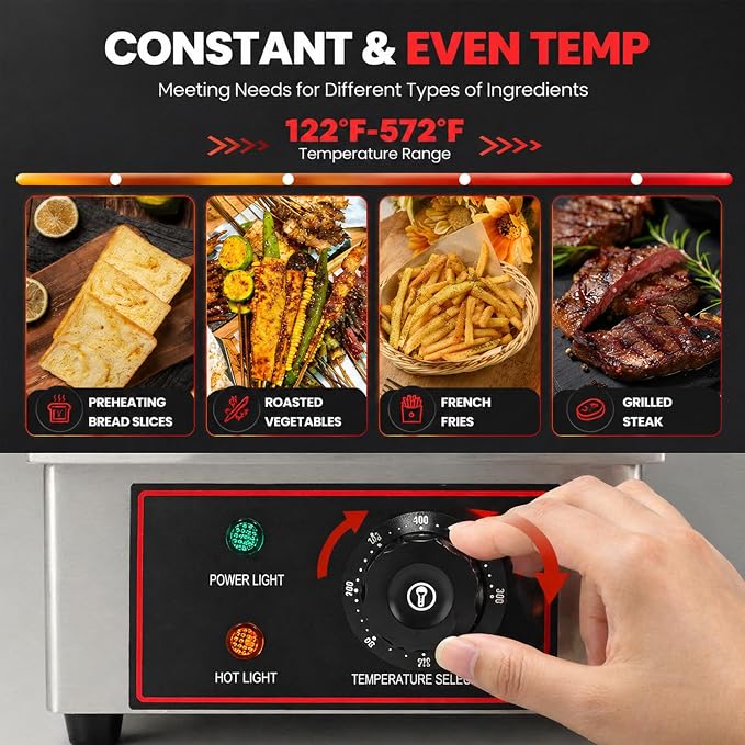 30" Electric Countertop Flat Top Griddle 3000W 110V Non-Stick Commercial Restaurant Teppanyaki Grill Stainless Steel Adjustable Temperature Control(No Plug)
