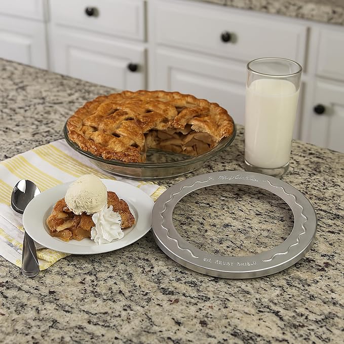 Mrs. Anderson's Baking Pie Crust Protector Shield, Set Of 2, Fits 9.5-Inch And 10-Inch Pie Plates, Prevents Over-Browning And Spills