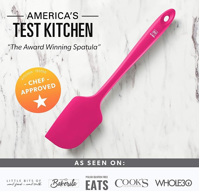 DI ORO Silicone Spatula Set - 600F Heat Resistant, 3-Pc Magenta | Rubber scraper won't scratch nonstick pans; For baking, cooking, mixing, and frosting; BPA-free and dishwasher safe