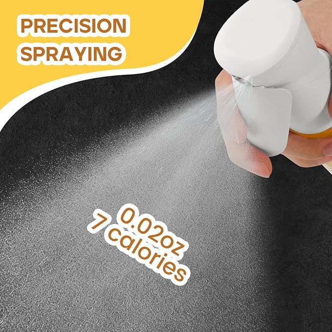 Oil Sprayer for Cooking, Upgraded 7.4oz Olive Oil Sprayer Mister, Large Olive Oil Spray Bottle for Air Fryer, Salads, BBQ & Kitchen, Professional Oil Sprayer with Even Mist（White）